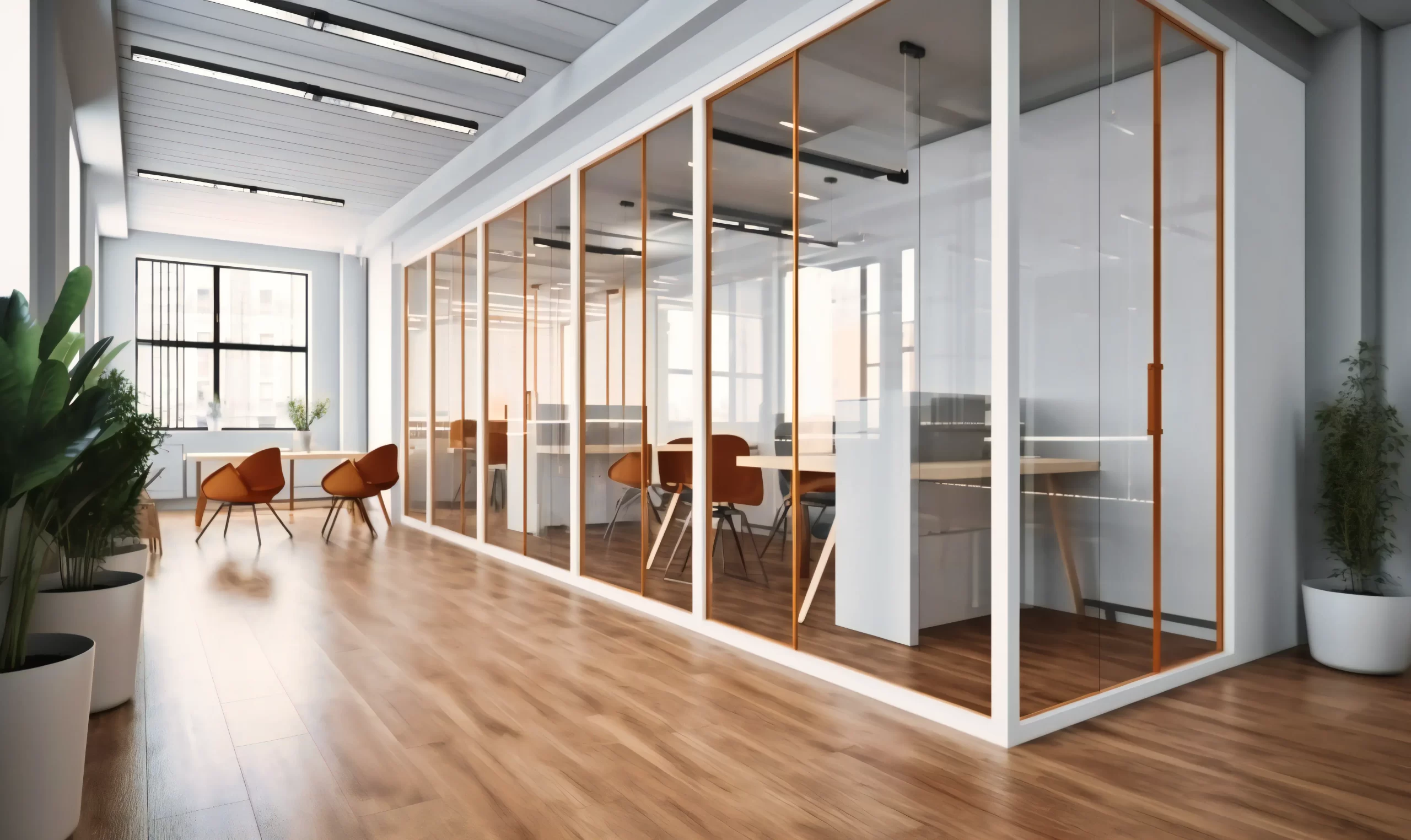 modern office interior with sliding doors and wooden flooring design ideas
